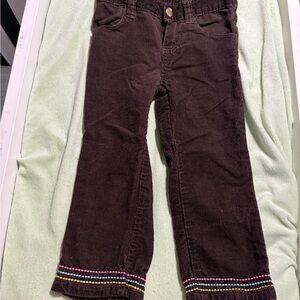 Children's Chocolate Corduroy Trousers with Vibrant Trim